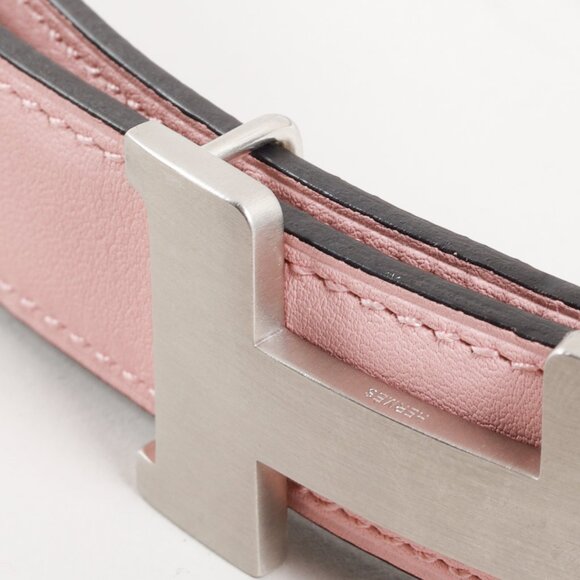Hermes Pink and Etoupe Reversible H Belt - Picture 5 of 9